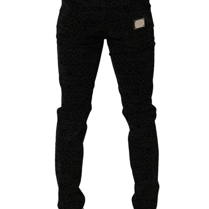 Dolce & Gabbana Black Logo Monogram Cotton Slim Denim Jeans
