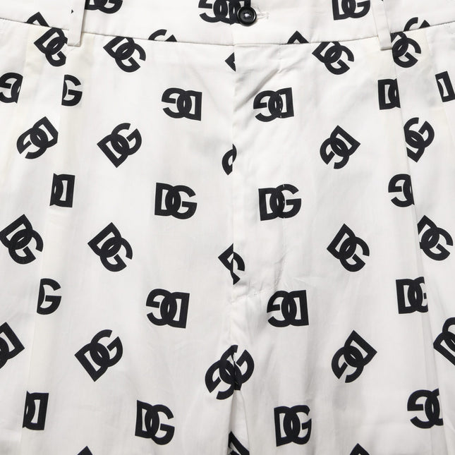 Dolce & Gabbana White Logo Skinny Leg Dress Men Trouser Pants
