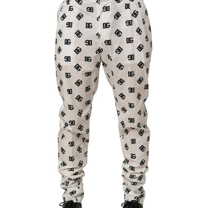 Dolce & Gabbana White Logo Skinny Leg Dress Men Trouser Pants