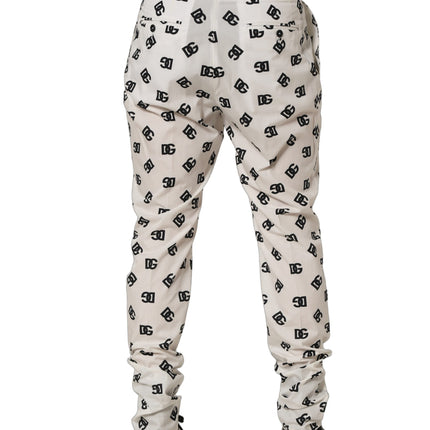 Dolce & Gabbana White Logo Skinny Leg Dress Men Trouser Pants