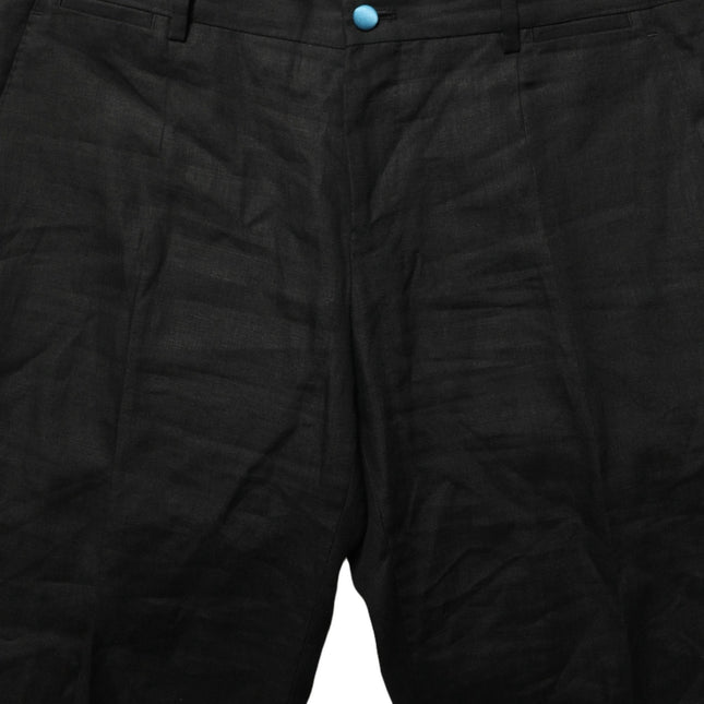 Dolce & Gabbana Black Linen Skinny Leg Dress Trouser Pants