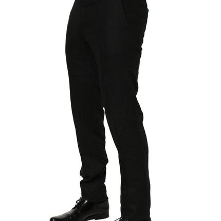 Dolce & Gabbana Black Linen Skinny Leg Dress Trouser Pants