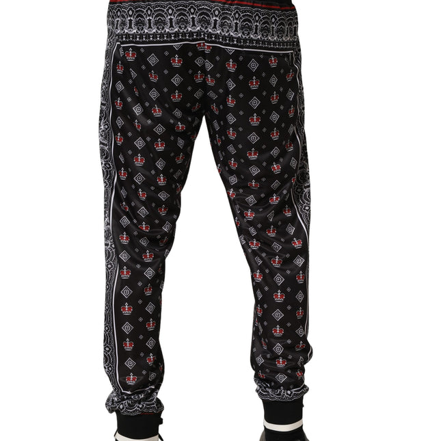 Dolce & Gabbana Black Bandana Crown Jogger Men Trouser Pants