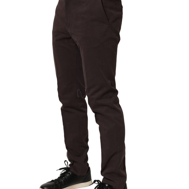Dolce & Gabbana Brown Cotton Skinny Leg Dress Trouser Pants