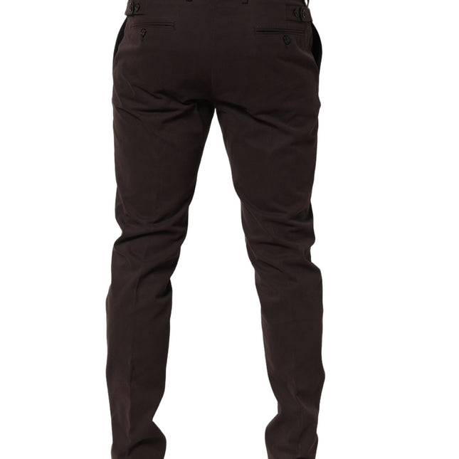 Dolce & Gabbana Brown Cotton Skinny Leg Dress Trouser Pants