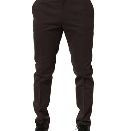 Dolce & Gabbana Brown Cotton Skinny Leg Dress Trouser Pants