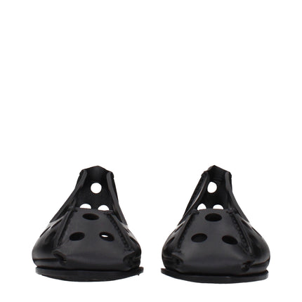 Alaïa Black Leather Ballet Flats