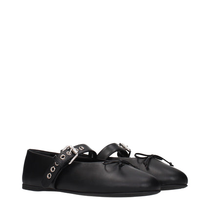 Miu Miu Black Leather Ballet Flats