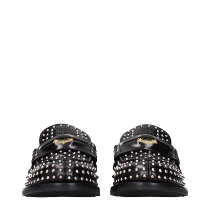Miu Miu Black Leather Slip-On Loafers