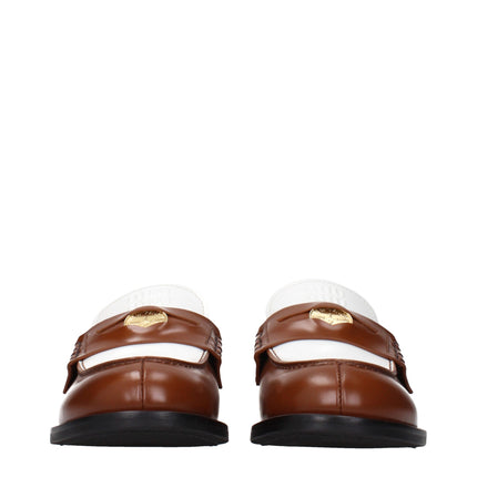 Miu Miu Brown Leather Slip-On Loafers