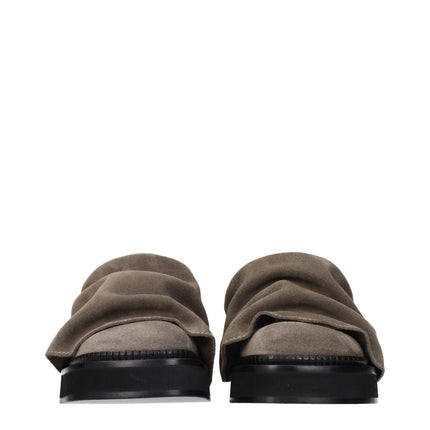 The Attico Gray Leather Slippers