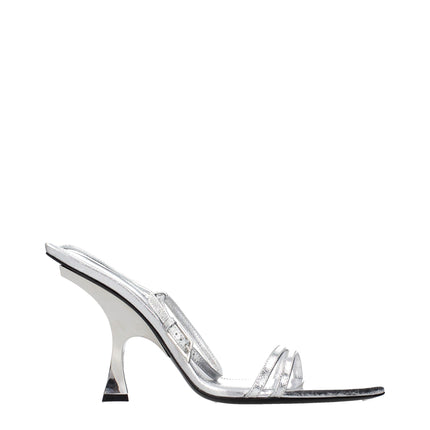 The Attico Gray Leather Stiletto Heel Sandals