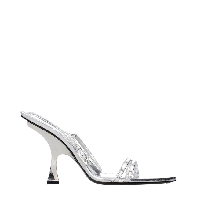 The Attico Gray Leather Stiletto Heel Sandals
