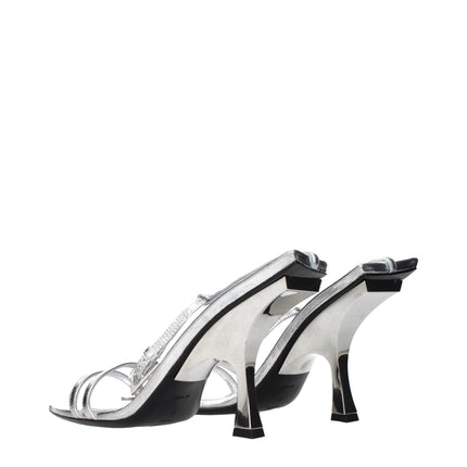 The Attico Gray Leather Stiletto Heel Sandals