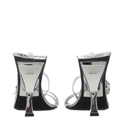 The Attico Gray Leather Stiletto Heel Sandals
