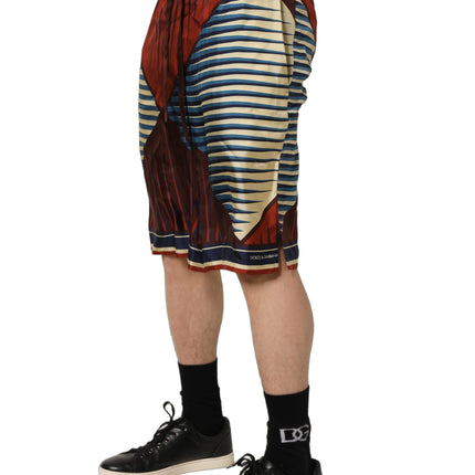 Dolce & Gabbana Multicolor Geometric Silk Men Bermuda Shorts