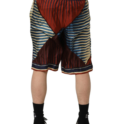 Dolce & Gabbana Multicolor Geometric Silk Men Bermuda Shorts