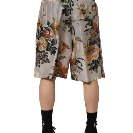Dolce & Gabbana Beige Floral Print Silk Men Bermuda Shorts