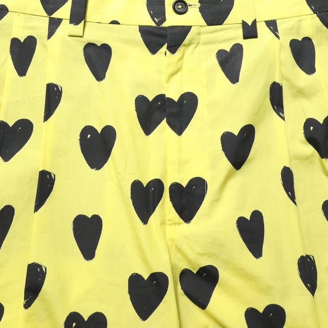 Dolce & Gabbana Yellow Cotton Heart Print Men Bermuda Shorts