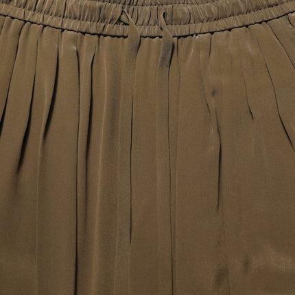 Dolce & Gabbana Brown Silk Mid Waist Pleated Bermuda Shorts