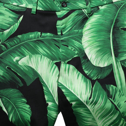 Dolce & Gabbana Black Green Banana Leaf Men Bermuda Shorts