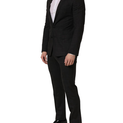 Dolce & Gabbana Black Wool Slim Fit Formal 2 Piece Men Suit