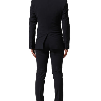 Dolce & Gabbana Black Wool Slim Fit Formal 3 Piece Men Suit