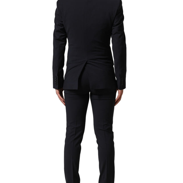 Dolce & Gabbana Black Wool Slim Fit Formal 3 Piece Men Suit