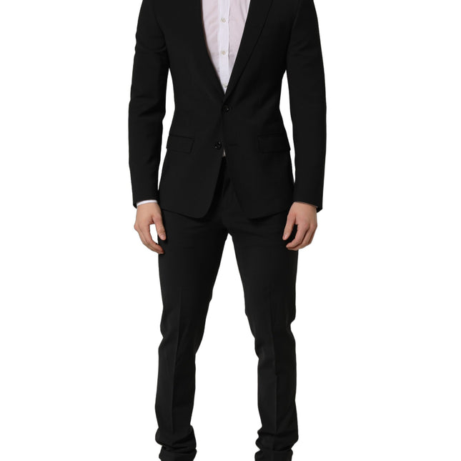 Dolce & Gabbana Black Wool Slim Fit Formal 2 Piece Men Suit