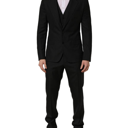 Dolce & Gabbana Black Stripes Slim Fit Formal 3 Piece Suit