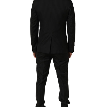 Dolce & Gabbana Black Stripes Slim Fit Formal 3 Piece Suit