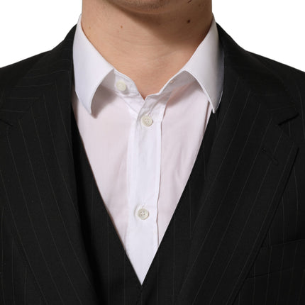 Dolce & Gabbana Black Stripes Slim Fit Formal 3 Piece Suit