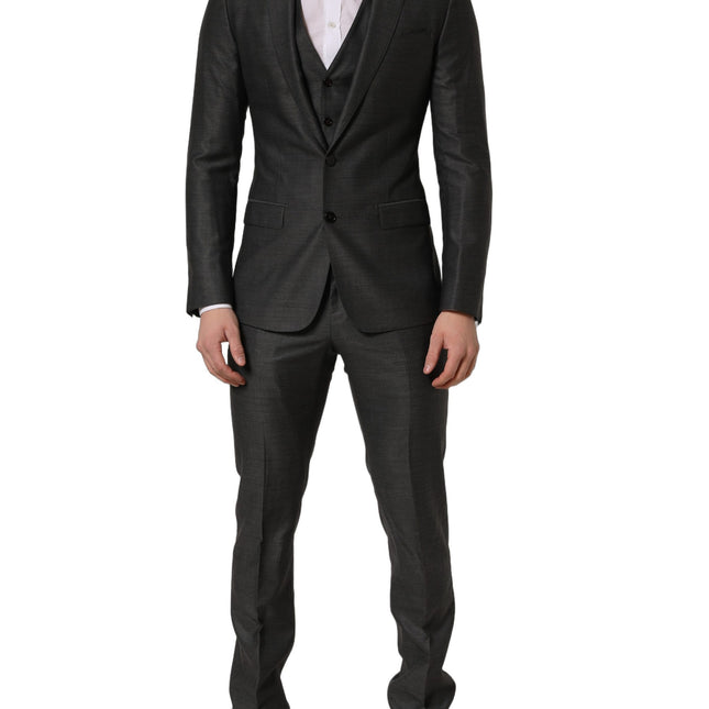Dolce & Gabbana Gray MARTINI Slim Fit Formal 3 Piece Suit