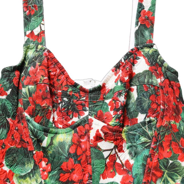 Dolce & Gabbana Multicolor Geranium Print A-line Mini Dress