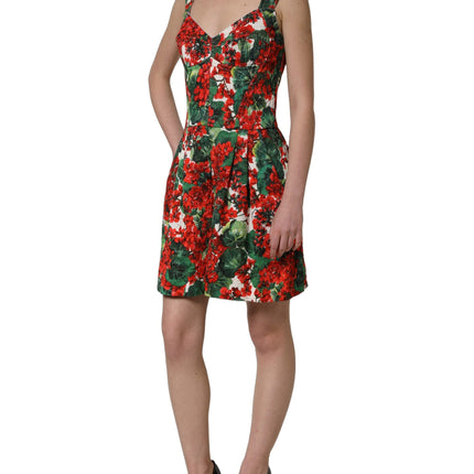Dolce & Gabbana Multicolor Geranium Print A-line Mini Dress
