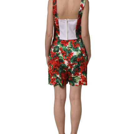 Dolce & Gabbana Multicolor Geranium Print A-line Mini Dress