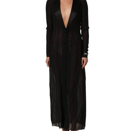 Dolce & Gabbana Black Silk Sheer Chiffon Long Maxi Dress