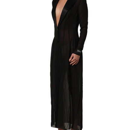 Dolce & Gabbana Black Silk Sheer Chiffon Long Maxi Dress