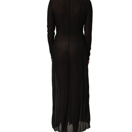 Dolce & Gabbana Black Silk Sheer Chiffon Long Maxi Dress