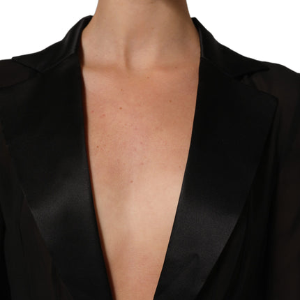 Dolce & Gabbana Black Silk Sheer Chiffon Long Maxi Dress
