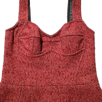 Dolce & Gabbana Multicolor Tweed Belted Babydoll Mini Dress