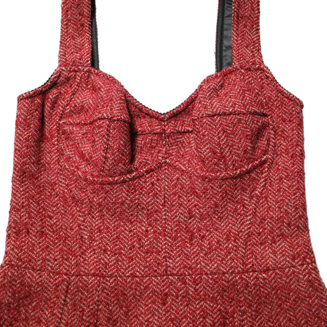 Dolce & Gabbana Multicolor Tweed Belted Babydoll Mini Dress