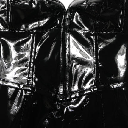 Dolce & Gabbana Black Patent Leather Corset Style Mini Dress