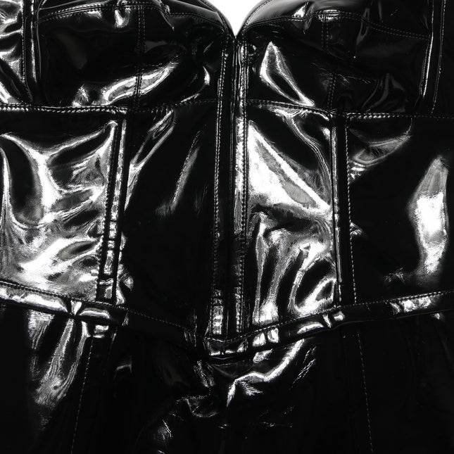 Dolce & Gabbana Black Patent Leather Corset Style Mini Dress