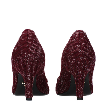 Prada Red Fabric Mid Heel Pumps