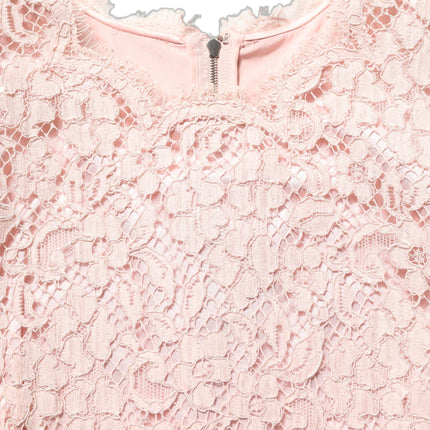 Dolce & Gabbana Pink Cotton Floral Lace Sleeveless Mini Dress