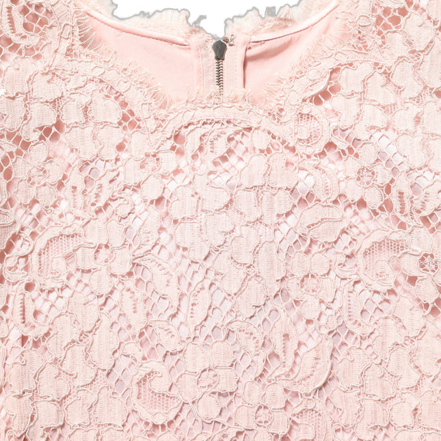 Dolce & Gabbana Pink Cotton Floral Lace Sleeveless Mini Dress