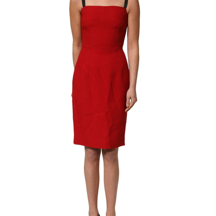 Dolce & Gabbana Red Stretch Bodycon Sheath Knee Length Dress