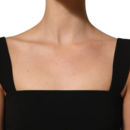 Dolce & Gabbana Black Viscose Stretch Sheath Midi Dress