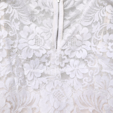 Dolce & Gabbana White Cotton Floral Lace Long Gown Dress